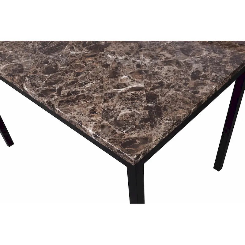 Table à manger Roundhill Furniture Noyes en métal avec plateau laminé effet marbre