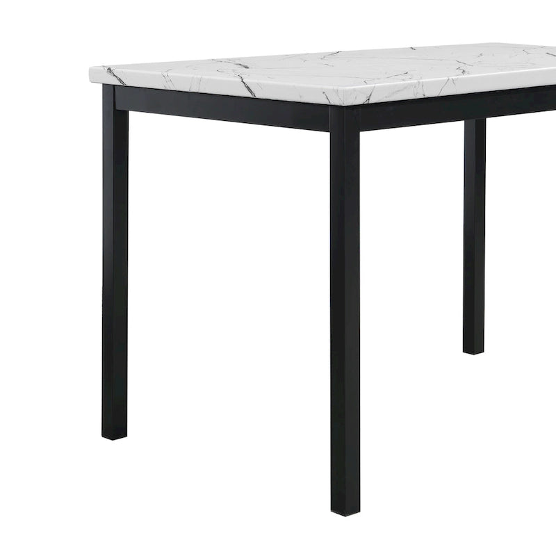 Table à manger Roundhill Furniture Noyes en métal avec plateau laminé effet marbre
