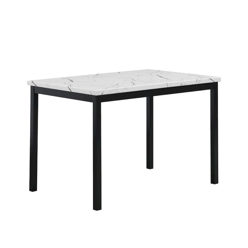 Table à manger Roundhill Furniture Noyes en métal avec plateau laminé effet marbre