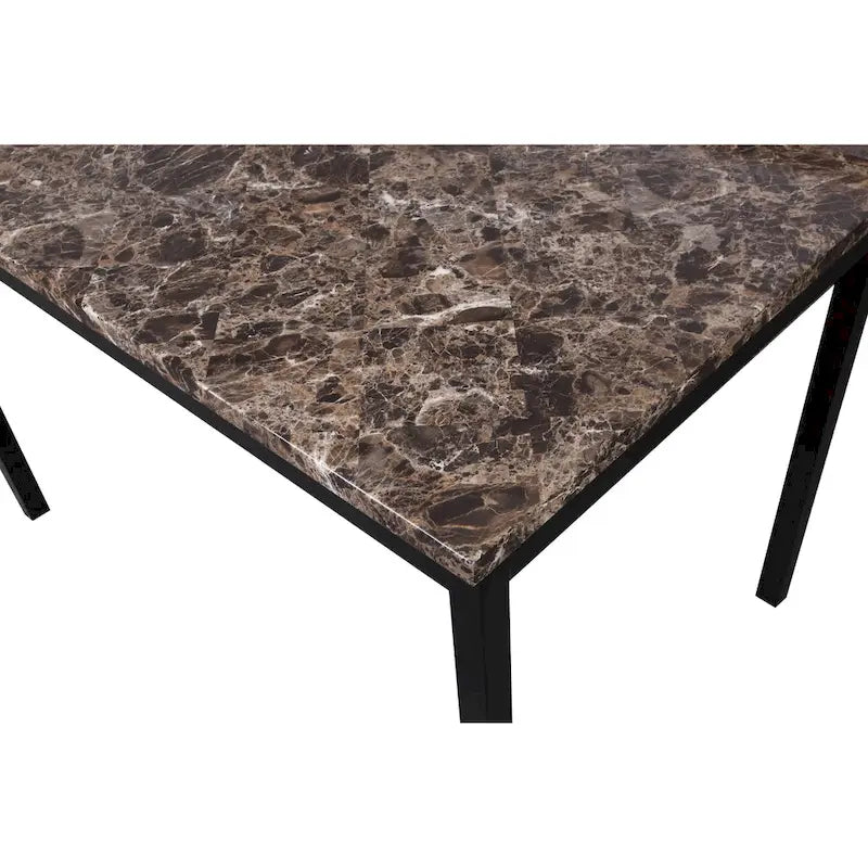 Table à manger Roundhill Furniture Noyes en métal avec plateau laminé effet marbre