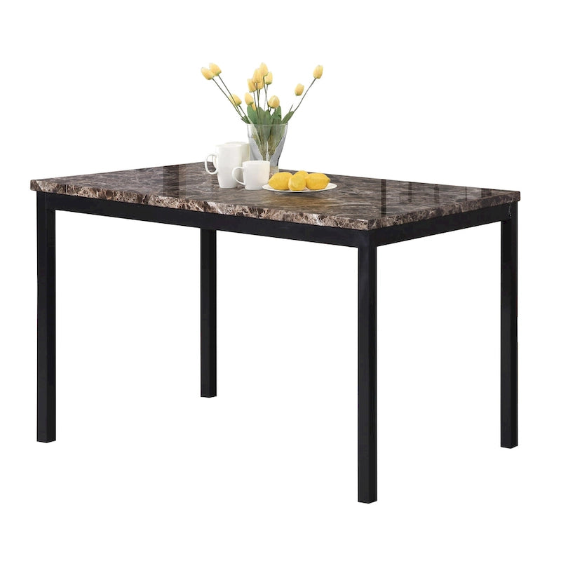 Table à manger Roundhill Furniture Noyes en métal avec plateau laminé effet marbre