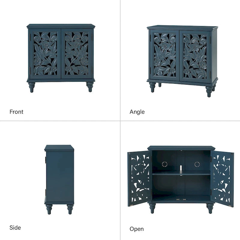 Meuble d'appoint Alban traditionnel 32 po de hauteur à 2 portes creuses avec lumière LED, ensemble de 2, par HULALA HOME
