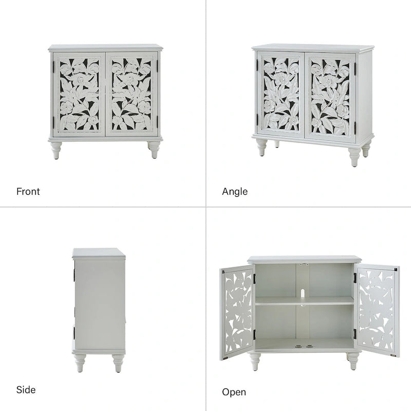 Meuble d'appoint Alban traditionnel 32 po de hauteur à 2 portes creuses avec lumière LED, ensemble de 2, par HULALA HOME