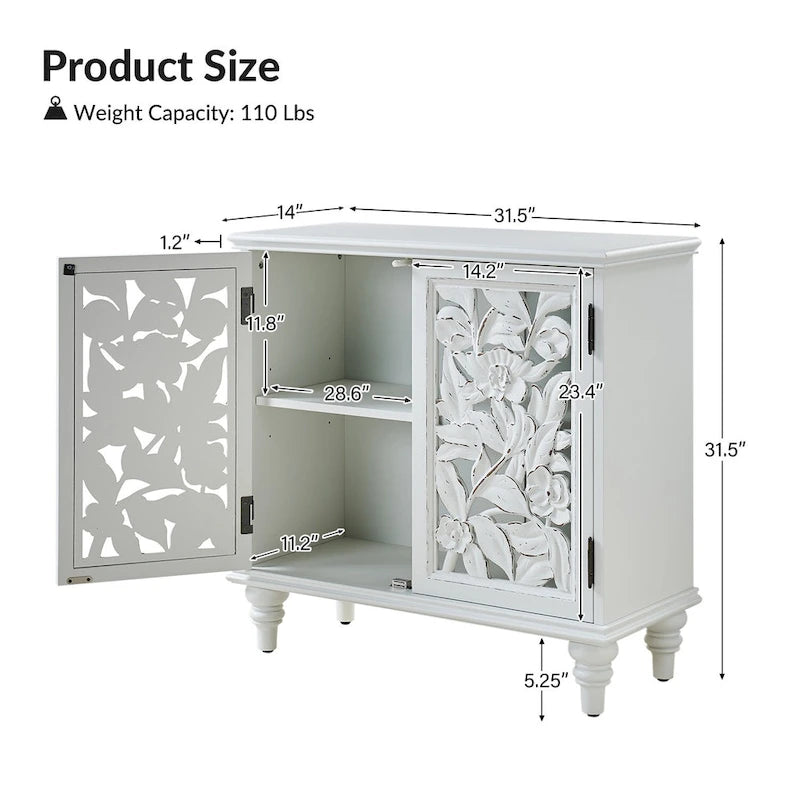 Meuble d'appoint Alban traditionnel 32 po de hauteur à 2 portes creuses avec lumière LED, ensemble de 2, par HULALA HOME