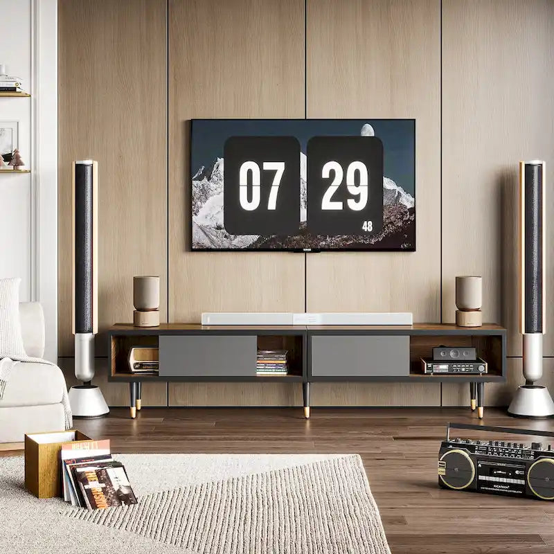 Meuble TV Moderne jusqu'à 85 pouces Meuble de Divertissement avec Rangement - 80 pouces