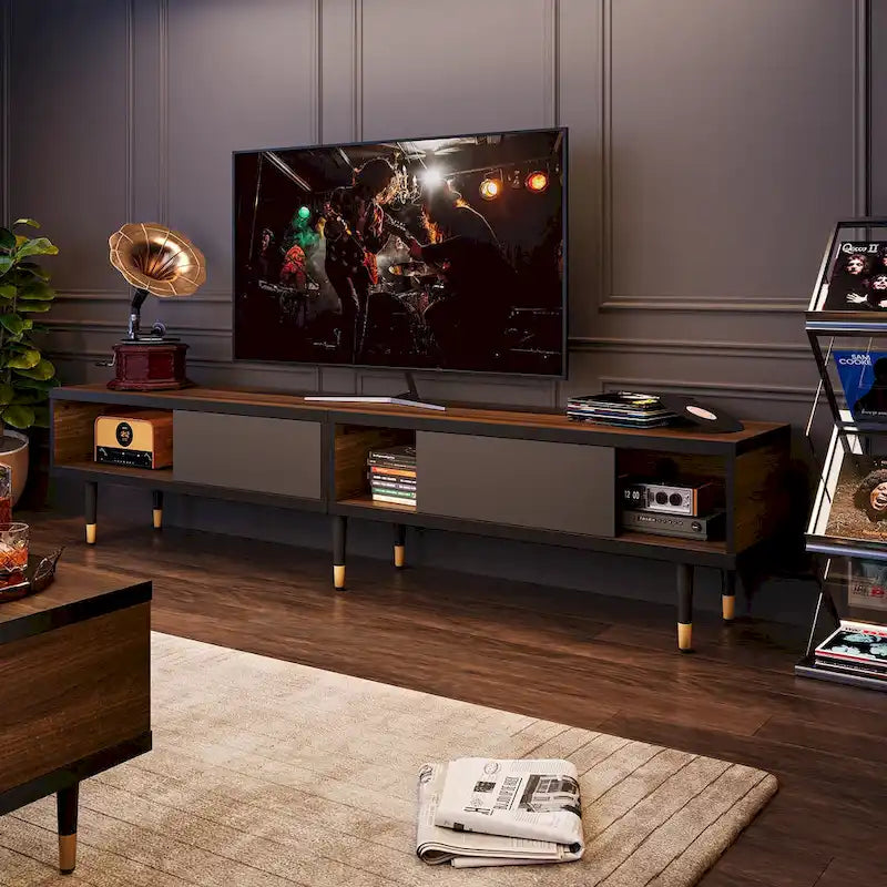 Meuble TV Moderne jusqu'à 85 pouces Meuble de Divertissement avec Rangement - 80 pouces