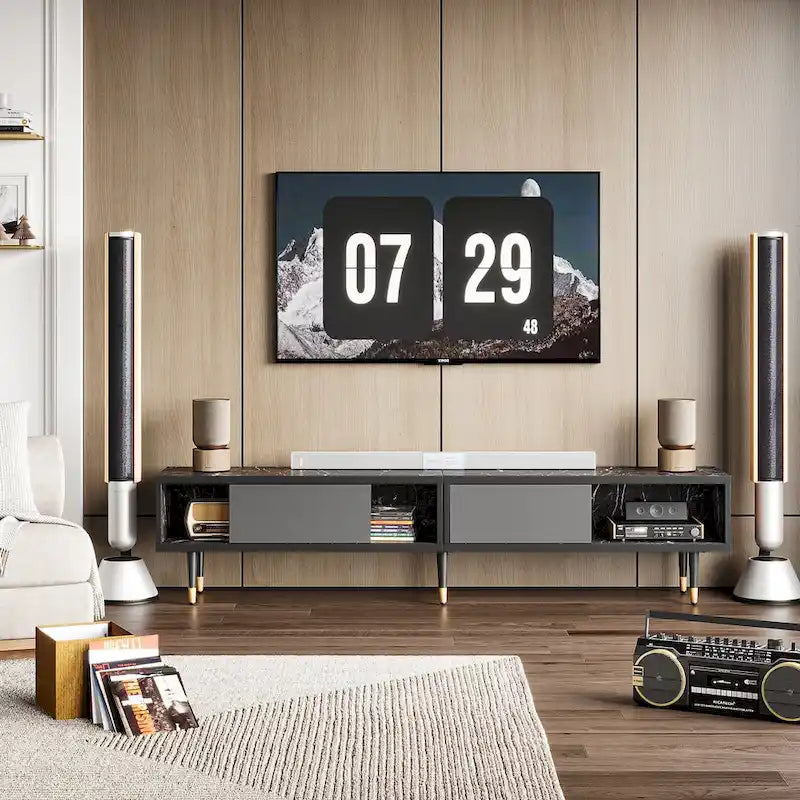 Meuble TV Moderne jusqu'à 85 pouces Meuble de Divertissement avec Rangement - 80 pouces