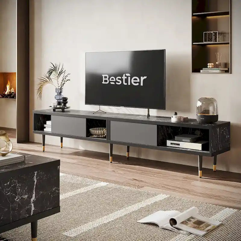 Meuble TV Moderne jusqu'à 85 pouces Meuble de Divertissement avec Rangement - 80 pouces
