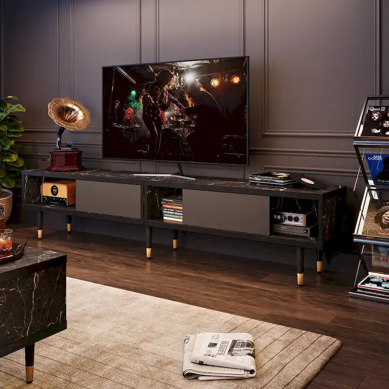 Meuble TV Moderne jusqu'à 85 pouces Meuble de Divertissement avec Rangement - 80 pouces