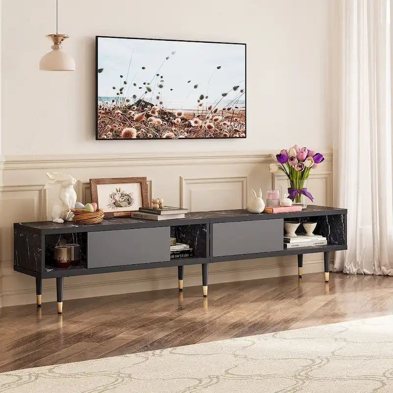 Meuble TV Moderne jusqu'à 85 pouces Meuble de Divertissement avec Rangement - 80 pouces
