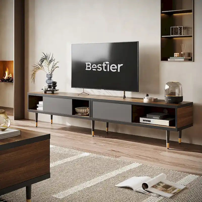 Meuble TV Moderne jusqu'à 85 pouces Meuble de Divertissement avec Rangement - 80 pouces