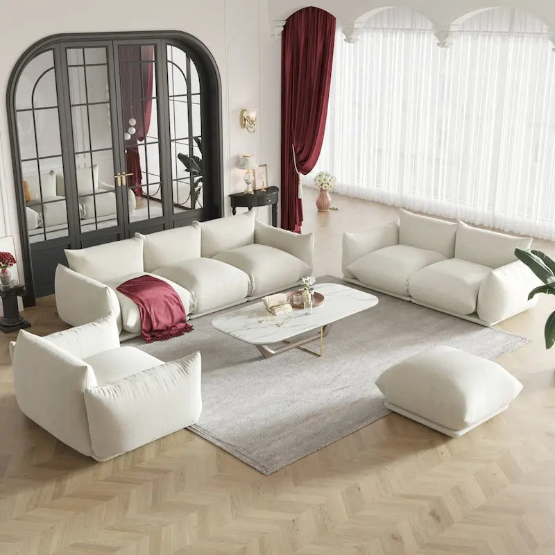 Canapés modulaires sectionnels rembourrés en tissu chenille