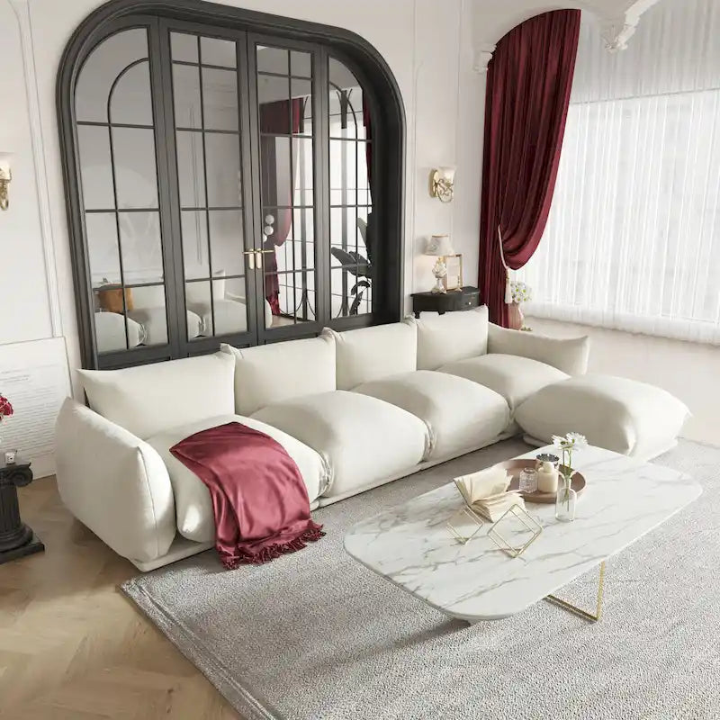 Canapés modulaires sectionnels rembourrés en tissu chenille