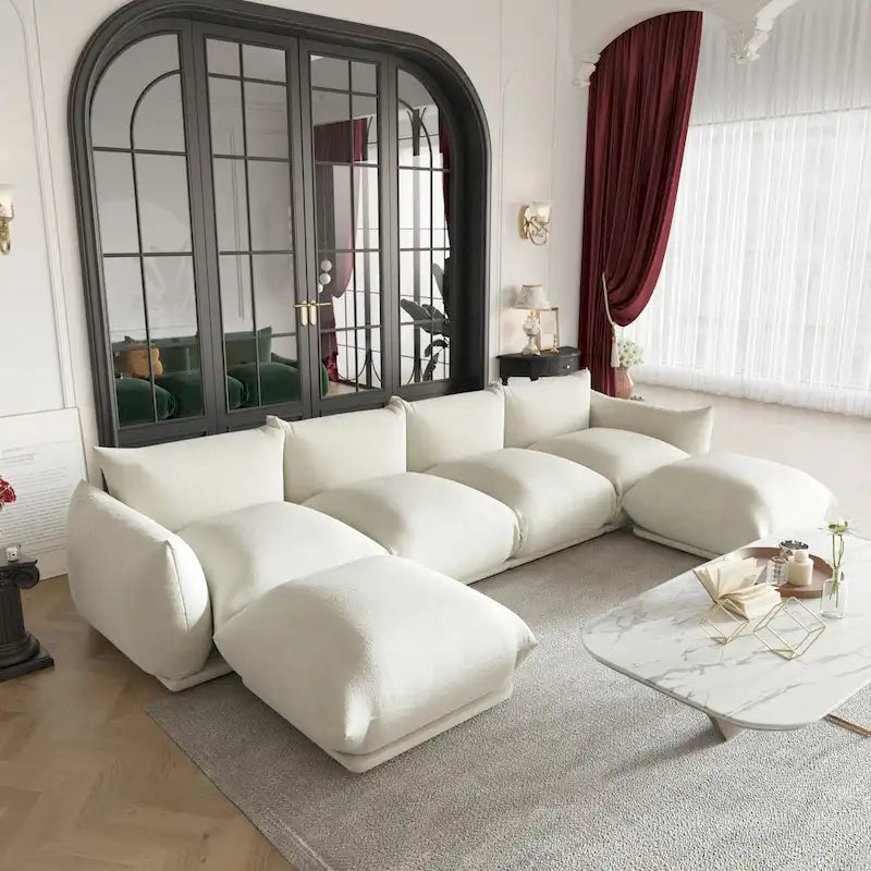 Canapés modulaires sectionnels rembourrés en tissu chenille