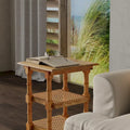 Carolina Living Chesterfield Table d'appoint 3 étagères en bois et cannage - Naturel