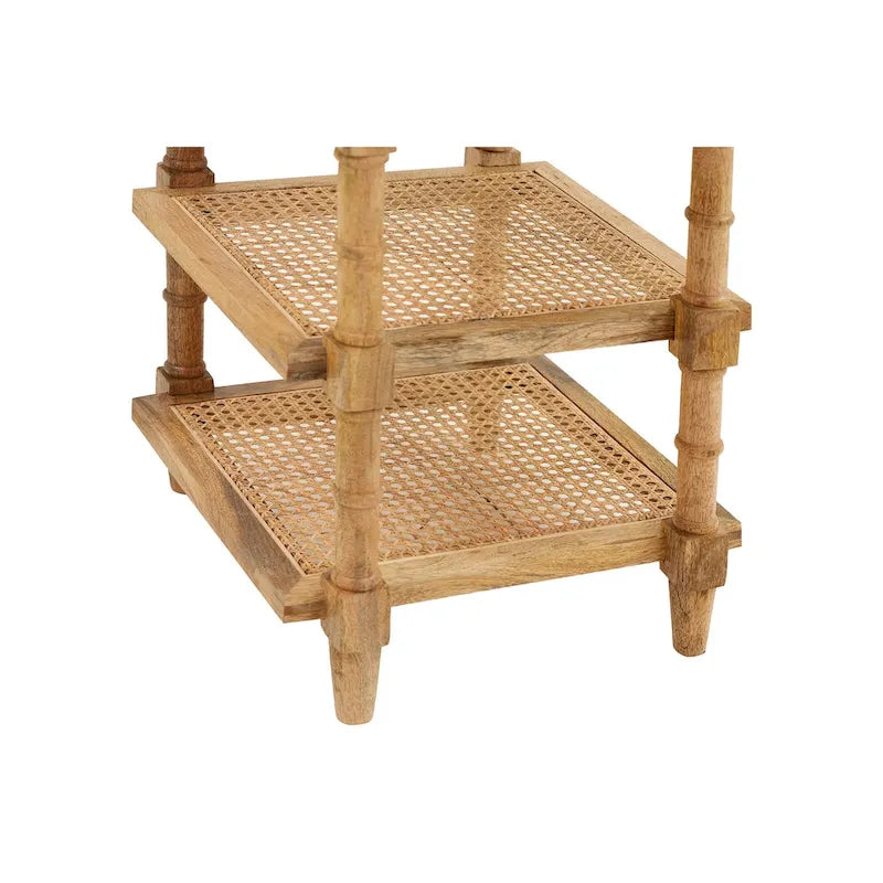 Carolina Living Chesterfield Table d'appoint 3 étagères en bois et cannage - Naturel