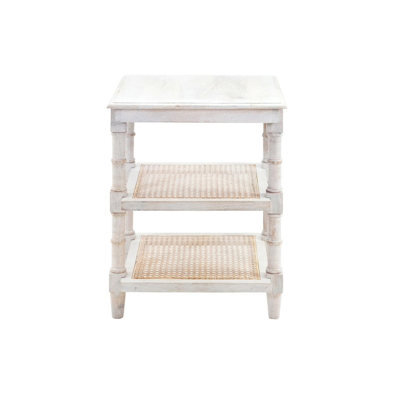 Carolina Living Chesterfield Table d'appoint 3 étagères en bois et cannage - Naturel