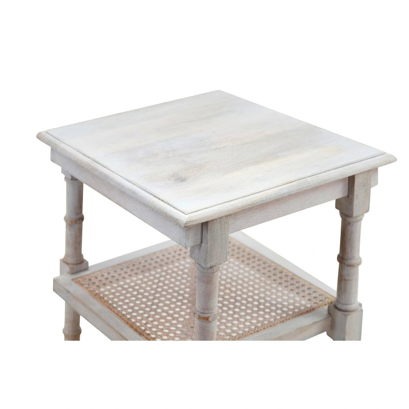 Carolina Living Chesterfield Table d'appoint 3 étagères en bois et cannage - Naturel