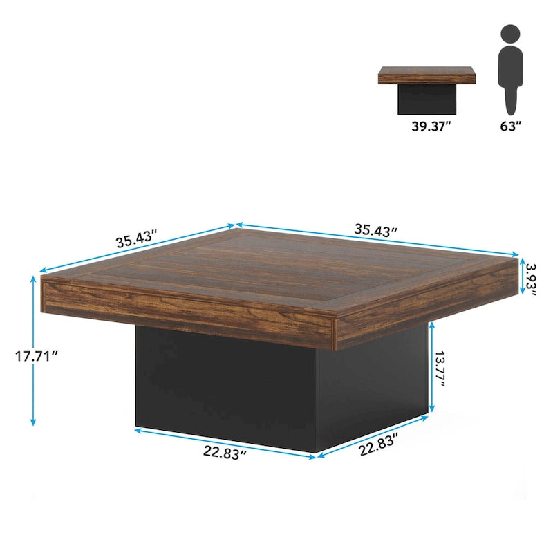 Table basse de ferme carrée avec LED, Table basse en bois manufacturé