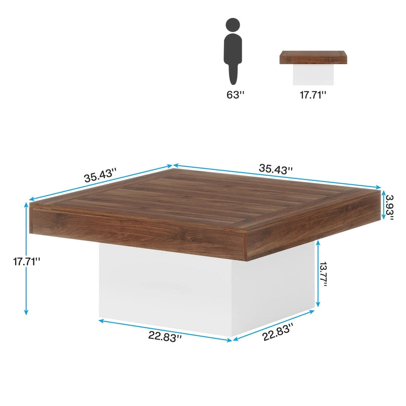 Table basse de ferme carrée avec LED, Table basse en bois manufacturé