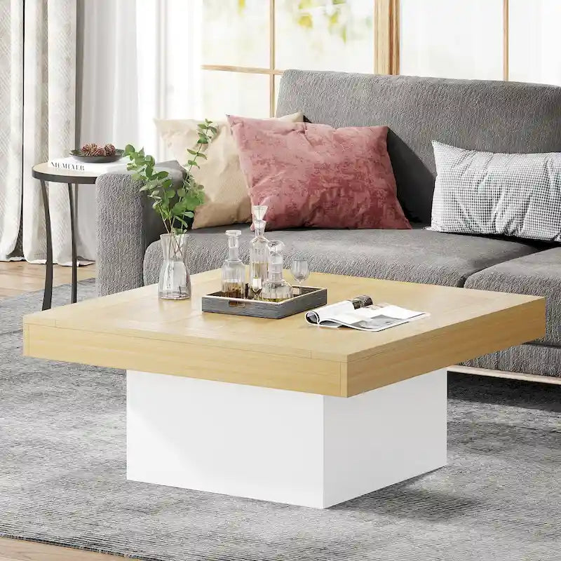Table basse de ferme carrée avec LED, Table basse en bois manufacturé