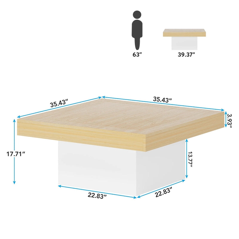 Table basse de ferme carrée avec LED, Table basse en bois manufacturé