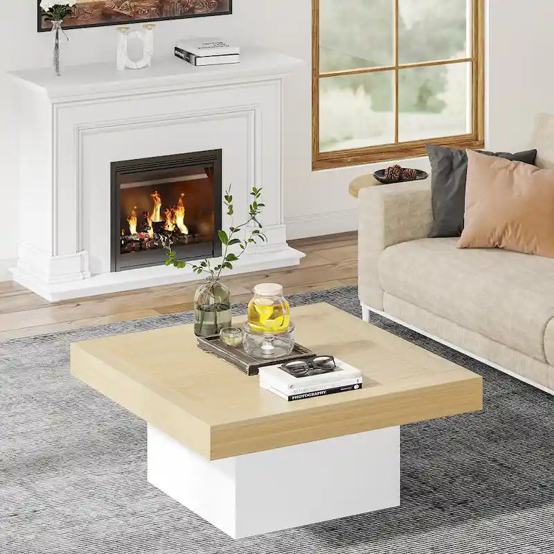 Table basse de ferme carrée avec LED, Table basse en bois manufacturé
