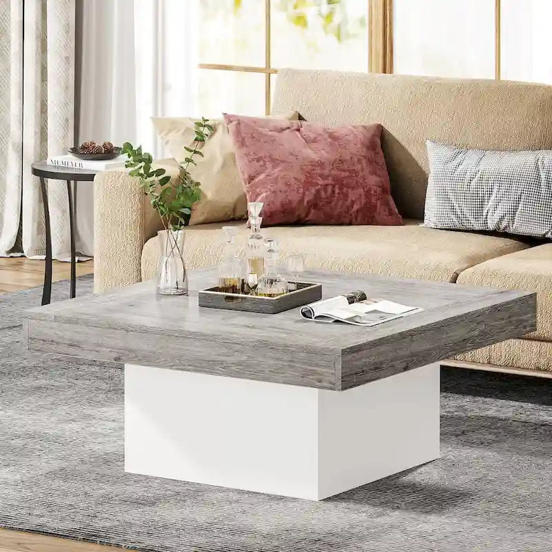 Table basse de ferme carrée avec LED, Table basse en bois manufacturé