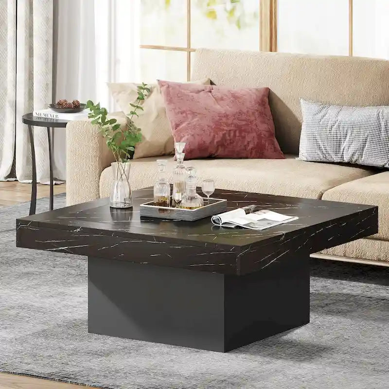 Table basse de ferme carrée avec LED, Table basse en bois manufacturé