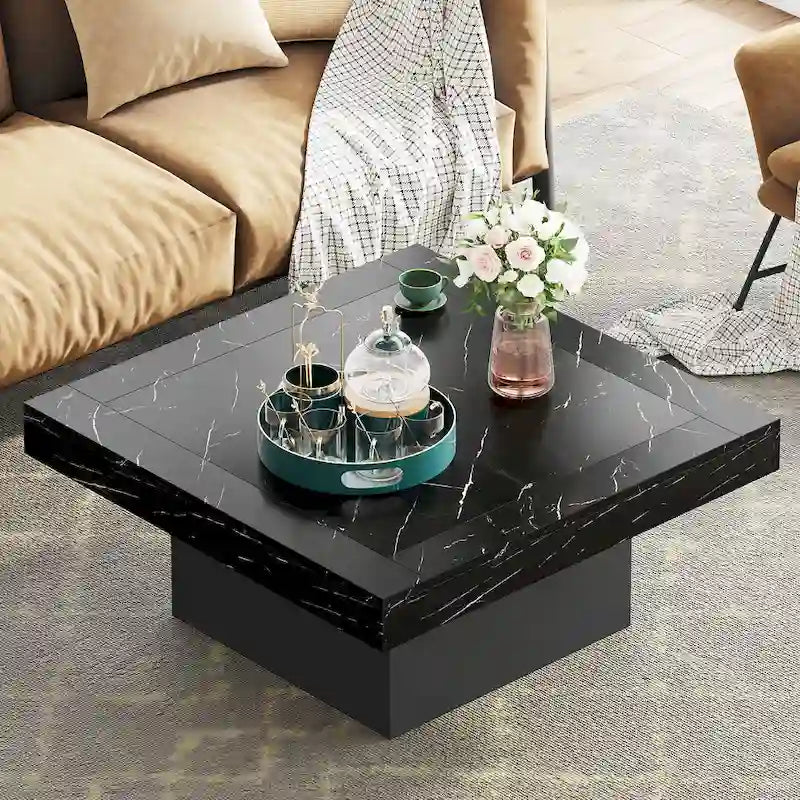 Table basse de ferme carrée avec LED, Table basse en bois manufacturé