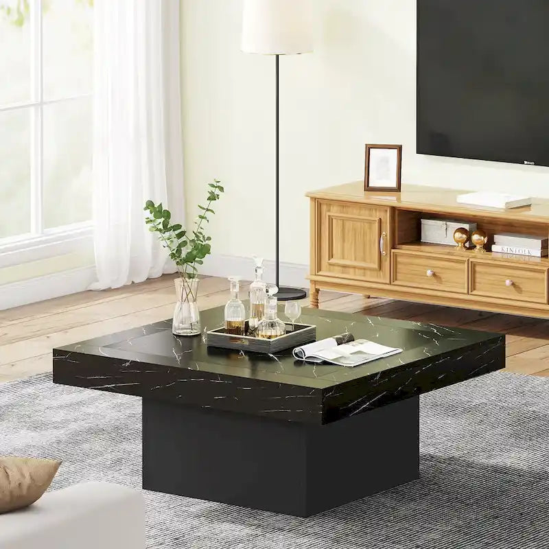 Table basse de ferme carrée avec LED, Table basse en bois manufacturé