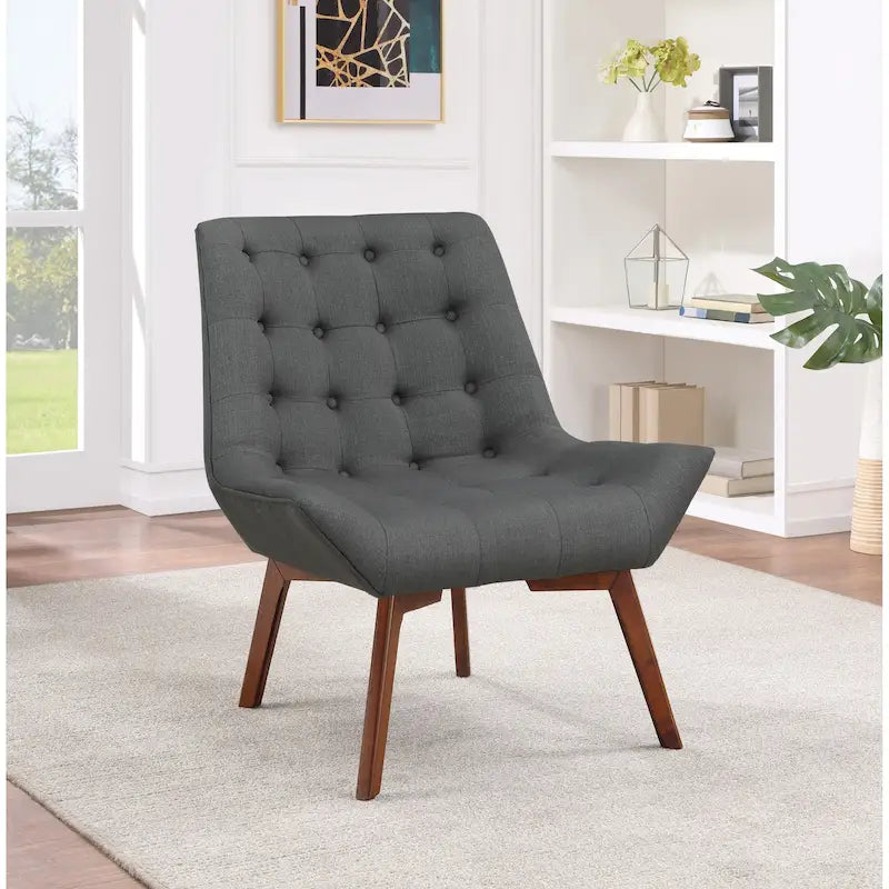 Chaise Shelly Tuftée avec Pieds Café