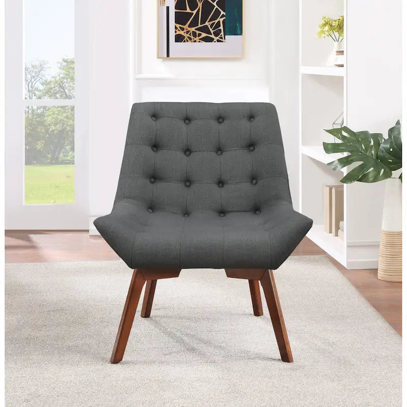 Chaise Shelly Tuftée avec Pieds Café