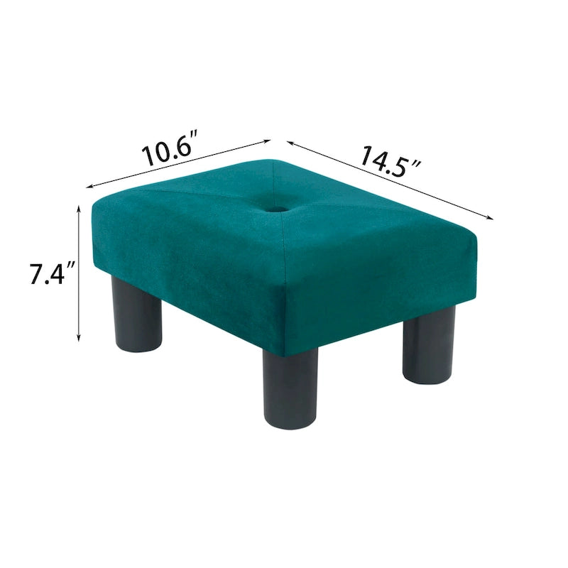 Pouffe repose-pieds en velours Adeco avec bouton touffeté
