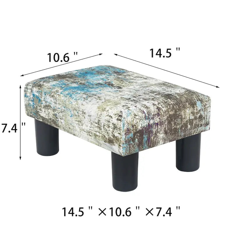 Pouffe repose-pieds en velours Adeco avec bouton touffeté