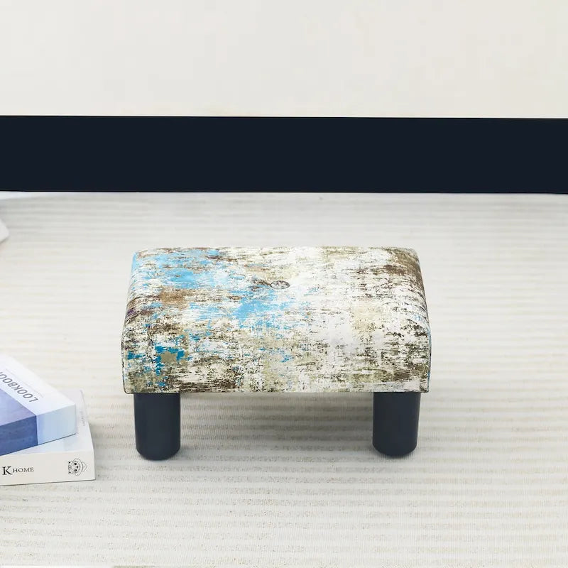 Pouffe repose-pieds en velours Adeco avec bouton touffeté