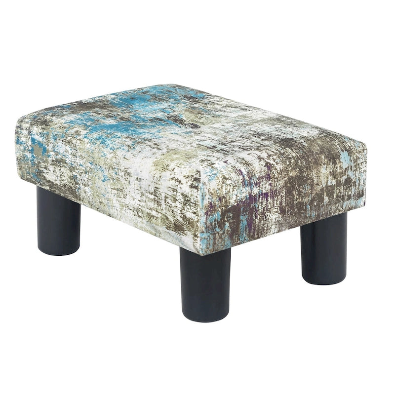 Pouffe repose-pieds en velours Adeco avec bouton touffeté