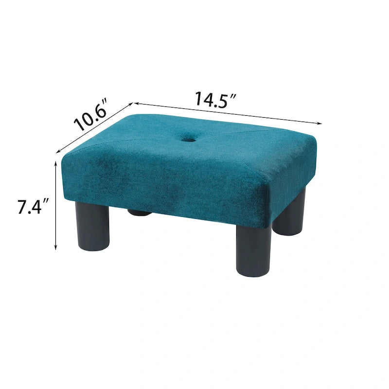 Pouffe repose-pieds en velours Adeco avec bouton touffeté