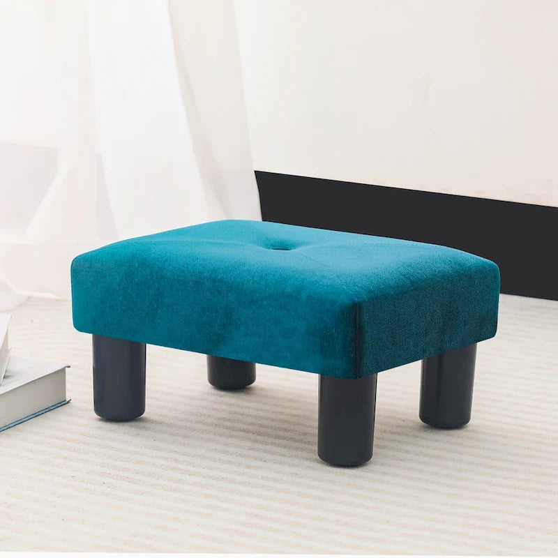 Pouffe repose-pieds en velours Adeco avec bouton touffeté