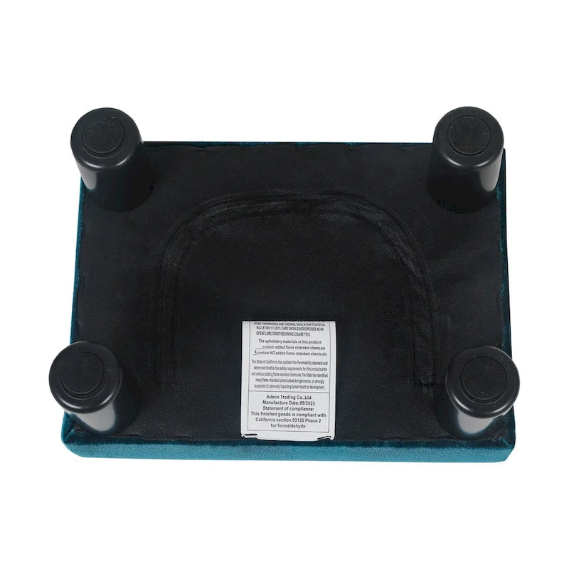 Pouffe repose-pieds en velours Adeco avec bouton touffeté