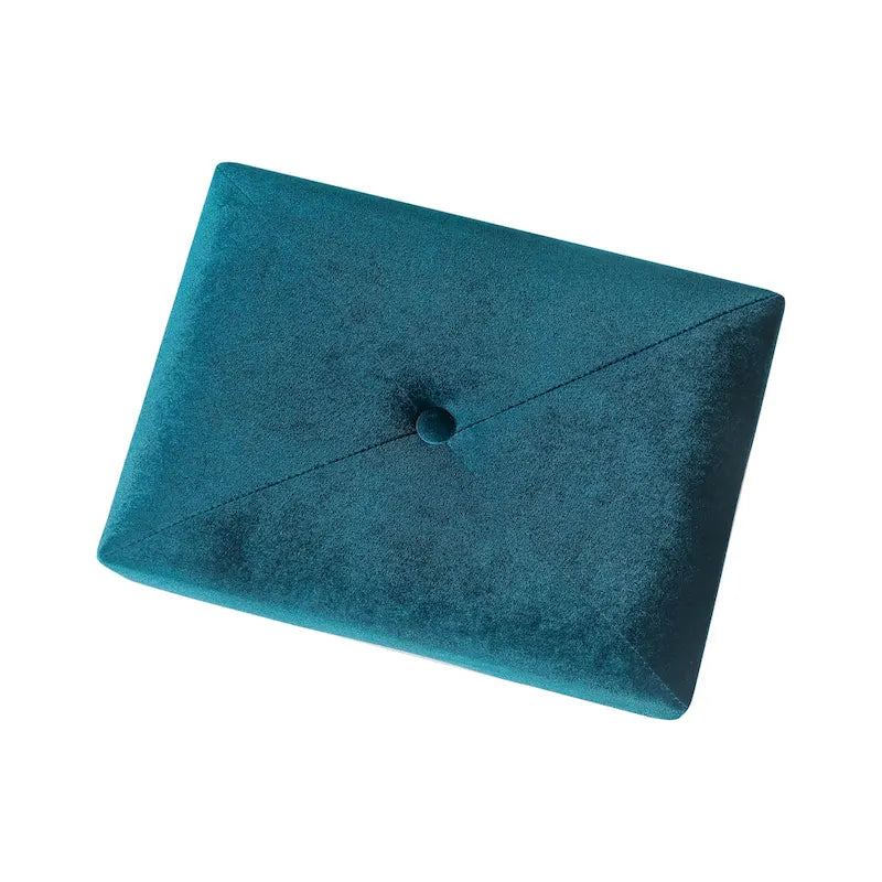 Pouffe repose-pieds en velours Adeco avec bouton touffeté