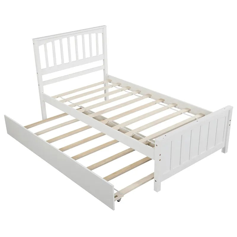 Lit plateforme simple en bois Nestfair avec lit gigogne