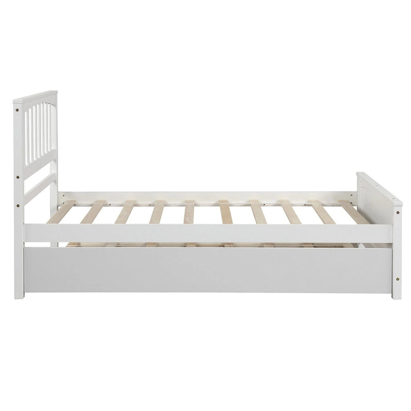 Lit plateforme simple en bois Nestfair avec lit gigogne