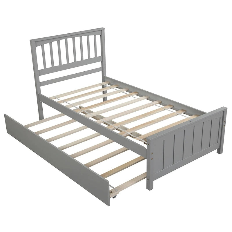Lit plateforme simple en bois Nestfair avec lit gigogne