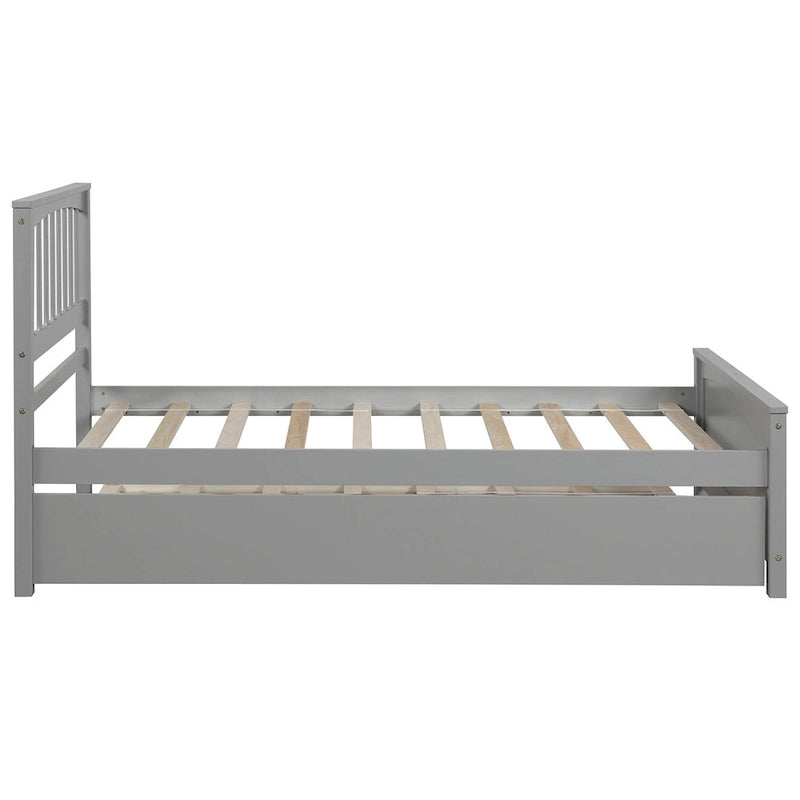 Lit plateforme simple en bois Nestfair avec lit gigogne