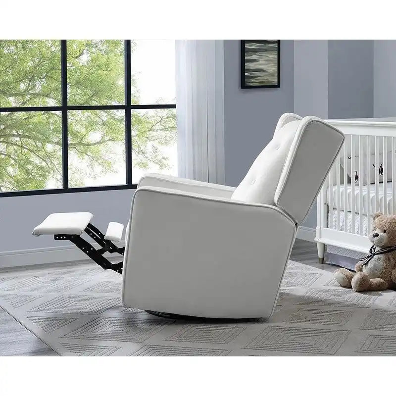 Fauteuil inclinable, pivotant et à bascule en microfibre et bois massif Octavia, pour salon et chambre