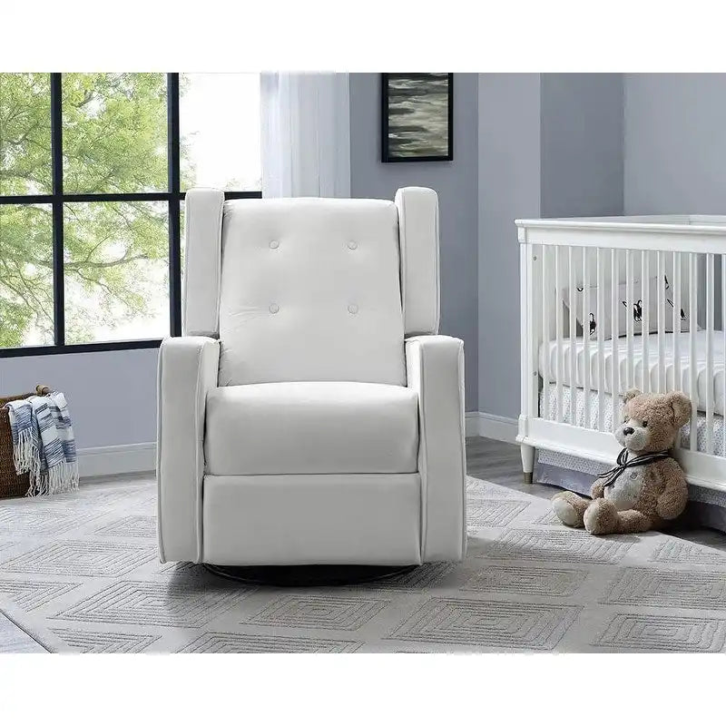 Fauteuil inclinable, pivotant et à bascule en microfibre et bois massif Octavia, pour salon et chambre