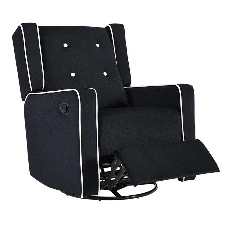 Fauteuil inclinable, pivotant et à bascule en microfibre et bois massif Octavia, pour salon et chambre