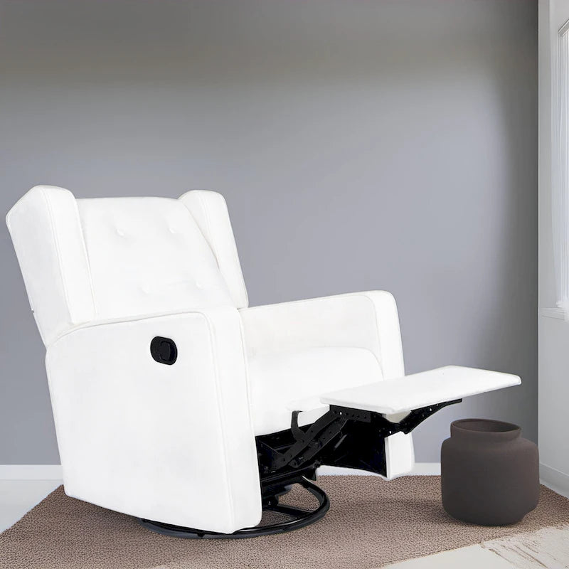 Fauteuil inclinable, pivotant et à bascule en microfibre et bois massif Octavia, pour salon et chambre