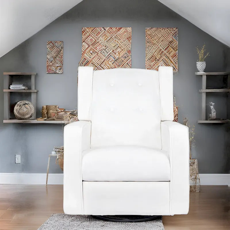 Fauteuil inclinable, pivotant et à bascule en microfibre et bois massif Octavia, pour salon et chambre